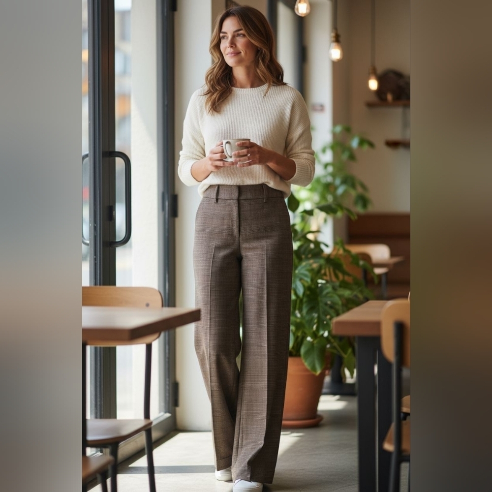 Star City Women's Wide Leg Plaid Pants - Gray